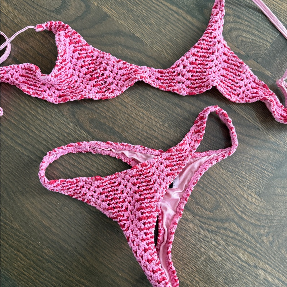 TRIANGL MAIA - ALINA PINK CROCHET SCOOP BIKINI SET